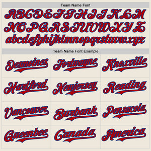Custom Cream Red Pinstripe Royal Authentic Two Tone Baseball Jersey