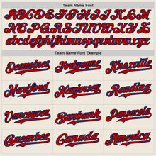 Load image into Gallery viewer, Custom Cream Red Pinstripe Navy Authentic Two Tone Baseball Jersey
