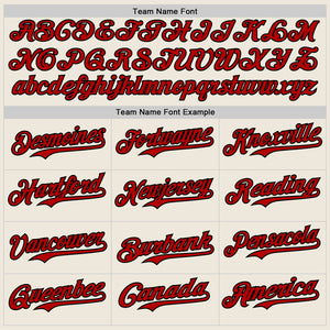 Custom Cream Red Pinstripe Black Authentic Two Tone Baseball Jersey
