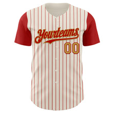 Load image into Gallery viewer, Custom Cream Red Pinstripe Old Gold Authentic Two Tone Baseball Jersey
