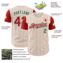 Load image into Gallery viewer, Custom Cream Red Pinstripe White-Kelly Green Authentic Two Tone Baseball Jersey
