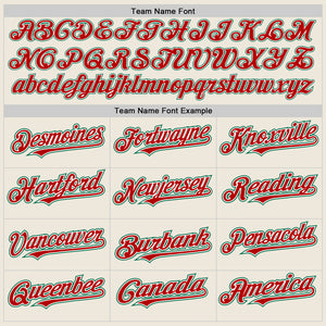 Custom Cream Red Pinstripe White-Kelly Green Authentic Two Tone Baseball Jersey