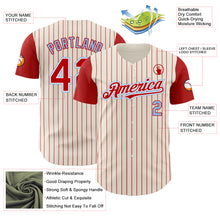 Load image into Gallery viewer, Custom Cream Red Pinstripe White-Light Blue Authentic Two Tone Baseball Jersey
