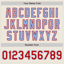 Load image into Gallery viewer, Custom Cream Red Pinstripe White-Light Blue Authentic Two Tone Baseball Jersey
