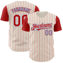 Load image into Gallery viewer, Custom Cream Red Pinstripe White-Light Blue Authentic Two Tone Baseball Jersey
