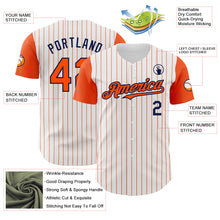Load image into Gallery viewer, Custom White Orange Pinstripe Navy Authentic Two Tone Baseball Jersey
