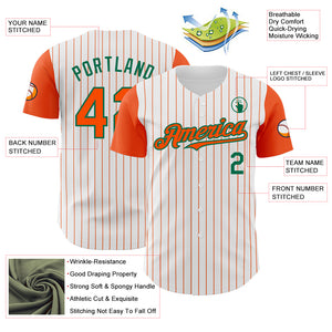 Custom White Orange Pinstripe Kelly Green Authentic Two Tone Baseball Jersey