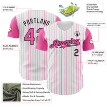 Charger l&#39;image dans la galerie, Custom White Pink Pinstripe Black Authentic Two Tone Baseball Jersey
