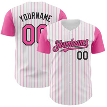 Charger l&#39;image dans la galerie, Custom White Pink Pinstripe Black Authentic Two Tone Baseball Jersey
