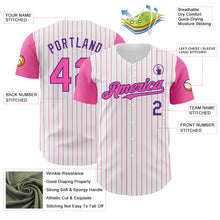 Charger l&#39;image dans la galerie, Custom White Pink Pinstripe Purple Authentic Two Tone Baseball Jersey
