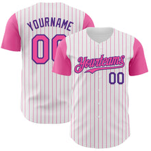 Charger l&#39;image dans la galerie, Custom White Pink Pinstripe Purple Authentic Two Tone Baseball Jersey
