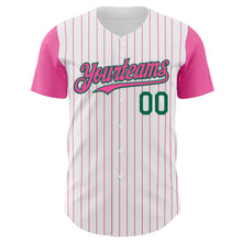 Charger l&#39;image dans la galerie, Custom White Pink Pinstripe Kelly Green Authentic Two Tone Baseball Jersey
