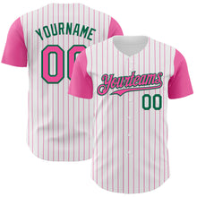 Charger l&#39;image dans la galerie, Custom White Pink Pinstripe Kelly Green Authentic Two Tone Baseball Jersey
