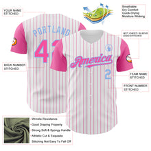 Charger l&#39;image dans la galerie, Custom White Pink Pinstripe Light Blue Authentic Two Tone Baseball Jersey
