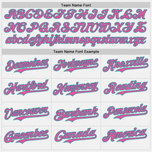 Laden Sie das Bild in den Galerie-Viewer, Custom White Pink Pinstripe Teal Authentic Two Tone Baseball Jersey
