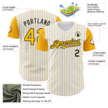 Charger l&#39;image dans la galerie, Custom White Gold Pinstripe Black Authentic Two Tone Baseball Jersey
