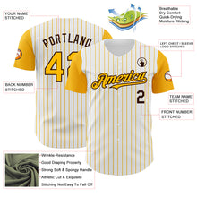 Charger l&#39;image dans la galerie, Custom White Gold Pinstripe Brown Authentic Two Tone Baseball Jersey
