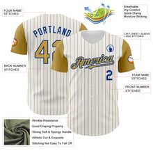 Laden Sie das Bild in den Galerie-Viewer, Custom White Old Gold Pinstripe Royal Authentic Two Tone Baseball Jersey
