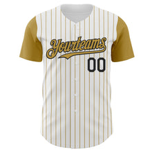Charger l&#39;image dans la galerie, Custom White Old Gold Pinstripe Black Authentic Two Tone Baseball Jersey
