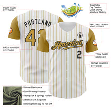 Charger l&#39;image dans la galerie, Custom White Old Gold Pinstripe Black Authentic Two Tone Baseball Jersey
