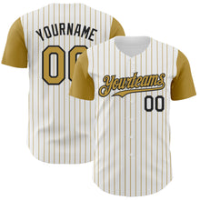 Charger l&#39;image dans la galerie, Custom White Old Gold Pinstripe Black Authentic Two Tone Baseball Jersey
