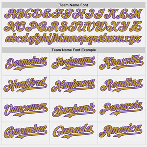 Custom White Old Gold Pinstripe Purple Authentic Two Tone Baseball Jersey