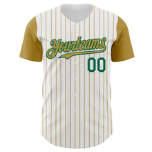Charger l&#39;image dans la galerie, Custom White Old Gold Pinstripe Kelly Green Authentic Two Tone Baseball Jersey
