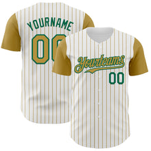 Charger l&#39;image dans la galerie, Custom White Old Gold Pinstripe Kelly Green Authentic Two Tone Baseball Jersey
