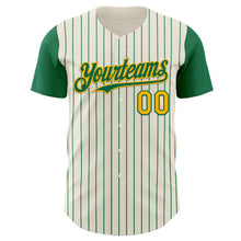 Laden Sie das Bild in den Galerie-Viewer, Custom Cream Kelly Green Pinstripe Gold Authentic Two Tone Baseball Jersey
