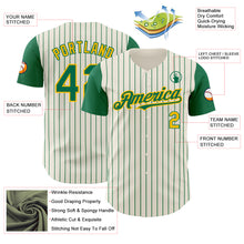 Laden Sie das Bild in den Galerie-Viewer, Custom Cream Kelly Green Pinstripe Gold Authentic Two Tone Baseball Jersey
