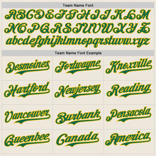 Laden Sie das Bild in den Galerie-Viewer, Custom Cream Kelly Green Pinstripe Gold Authentic Two Tone Baseball Jersey
