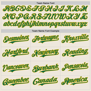 Custom Cream Kelly Green Pinstripe Gold Authentic Two Tone Baseball Jersey