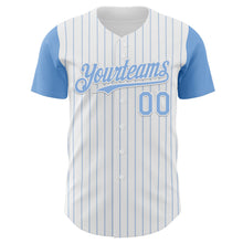 Laden Sie das Bild in den Galerie-Viewer, Custom White Light Blue Pinstripe Light Blue Authentic Two Tone Baseball Jersey
