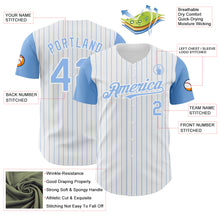 Laden Sie das Bild in den Galerie-Viewer, Custom White Light Blue Pinstripe Light Blue Authentic Two Tone Baseball Jersey
