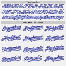 Загрузить изображение в средство просмотра галереи, Custom White Light Blue Pinstripe Purple Authentic Two Tone Baseball Jersey
