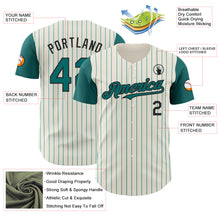 Загрузить изображение в средство просмотра галереи, Custom Cream Teal Pinstripe Black Authentic Two Tone Baseball Jersey
