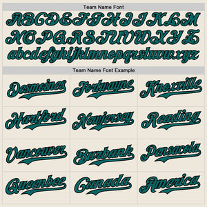 Custom Cream Teal Pinstripe Black Authentic Two Tone Baseball Jersey