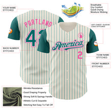 Laden Sie das Bild in den Galerie-Viewer, Custom Cream Teal Pinstripe White-Pink Authentic Two Tone Baseball Jersey
