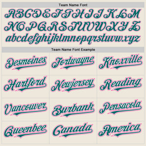 Custom Cream Teal Pinstripe White-Pink Authentic Two Tone Baseball Jersey