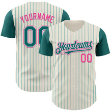 Laden Sie das Bild in den Galerie-Viewer, Custom Cream Teal Pinstripe White-Pink Authentic Two Tone Baseball Jersey
