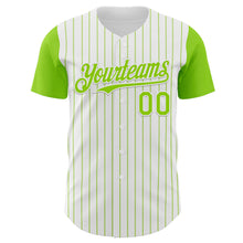 Load image into Gallery viewer, Custom White Neon Green Pinstripe Neon Green Authentic Two Tone Baseball Jersey
