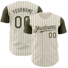Load image into Gallery viewer, Custom Cream Olive Pinstripe Olive Authentic Two Tone Baseball Jersey
