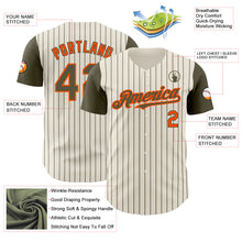 Laden Sie das Bild in den Galerie-Viewer, Custom Cream Olive Pinstripe Orange Authentic Two Tone Baseball Jersey
