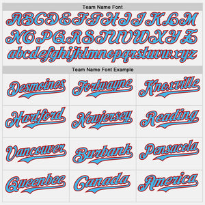 Custom White Sky Blue Pinstripe Red Authentic Two Tone Baseball Jersey