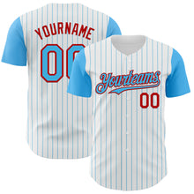 Charger l&#39;image dans la galerie, Custom White Sky Blue Pinstripe Red Authentic Two Tone Baseball Jersey
