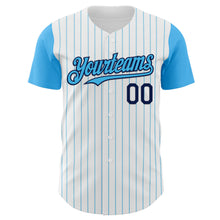 Charger l&#39;image dans la galerie, Custom White Sky Blue Pinstripe Navy Authentic Two Tone Baseball Jersey
