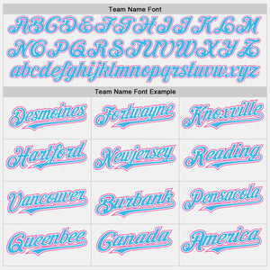 Custom White Sky Blue Pinstripe Pink Authentic Two Tone Baseball Jersey