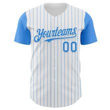 Load image into Gallery viewer, Custom White Electric Blue Pinstripe Electric Blue Authentic Two Tone Baseball Jersey
