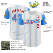 Laden Sie das Bild in den Galerie-Viewer, Custom White Electric Blue Pinstripe Red Authentic Two Tone Baseball Jersey

