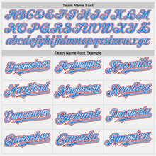 Laden Sie das Bild in den Galerie-Viewer, Custom White Electric Blue Pinstripe Red Authentic Two Tone Baseball Jersey

